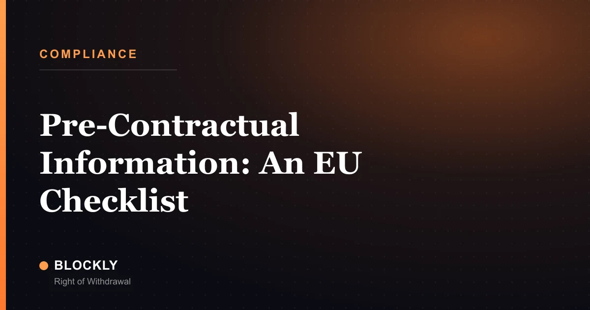 Pre-Contractual Information: An EU Checklist